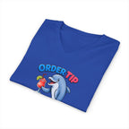 Dolphin Cocktail Tee — "Order Tip, Drink Repeat" V-Neck