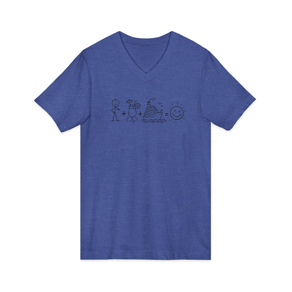 Beach Stick Figure V-Neck Tee — Summer Vacation, Sun & Sand Graphic Shirt