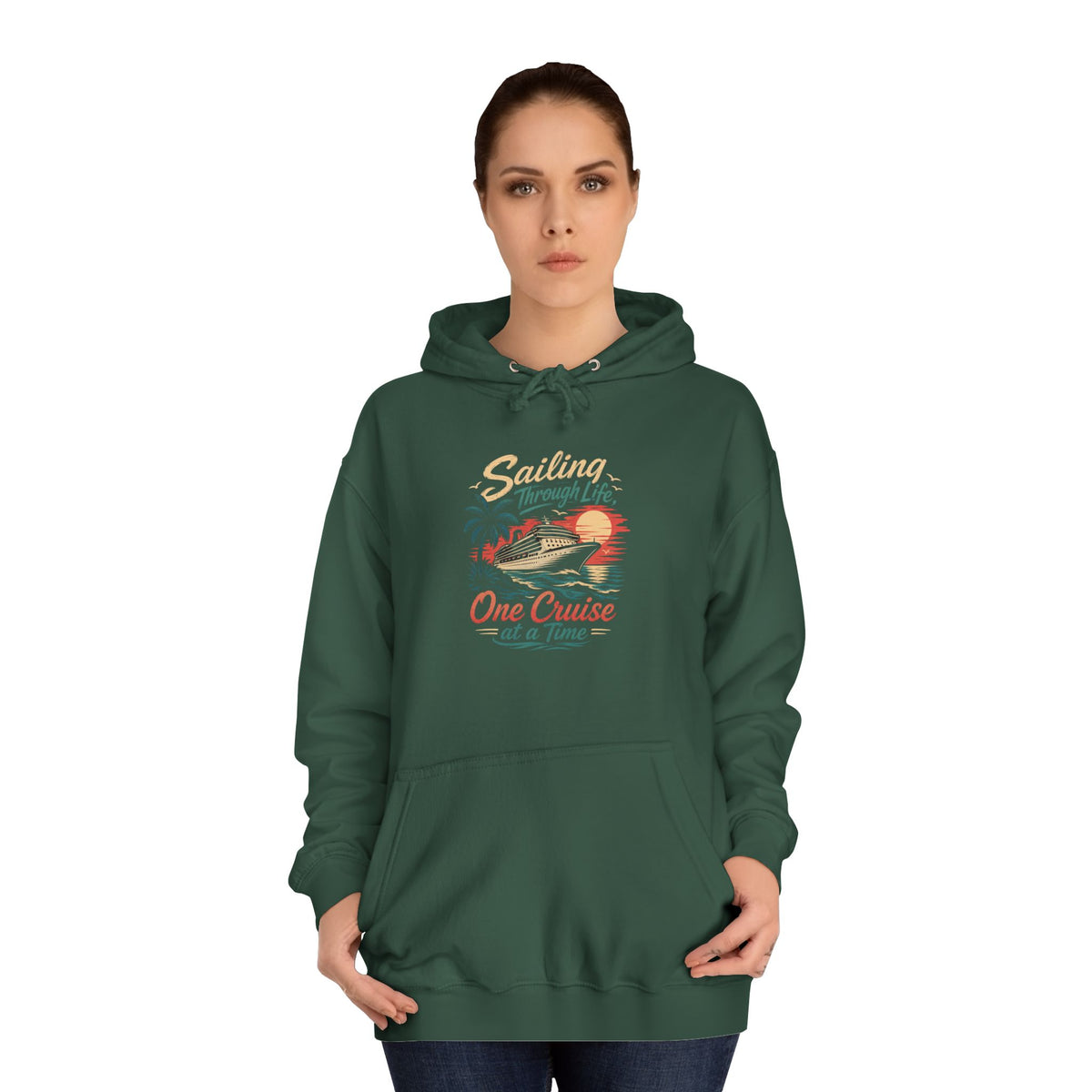 College Hoodie — 'Summer: One Cruise' Vintage Beach Graphic Hooded Sweatshirt