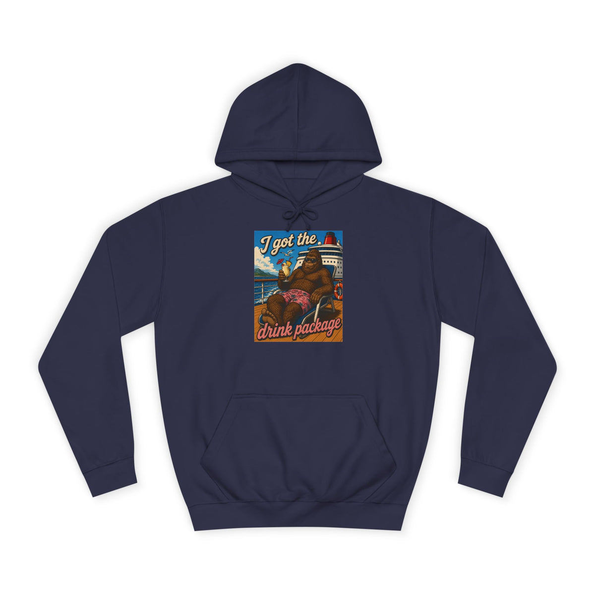 Vintage Surf Hoodie – "I Got the Drink Package" Retro Beach Graphic