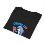 Dolphin Cocktail Tee — "Order Tip, Drink Repeat" V-Neck