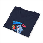 Dolphin Cocktail Tee — "Order Tip, Drink Repeat" V-Neck