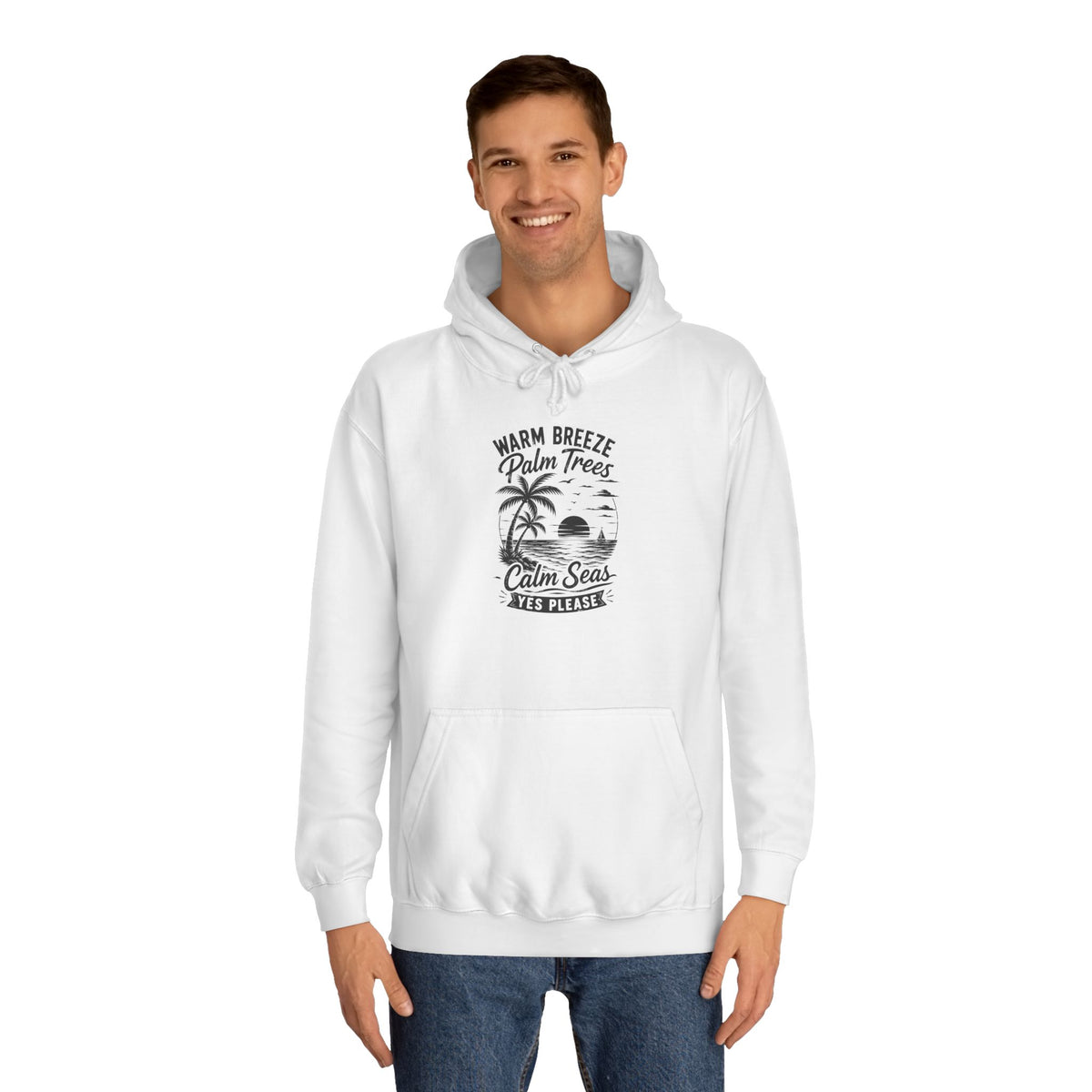 Beach Palm Hoodie - "Warm Breezes, Palm Trees, Calm Seas" Casual Pullover