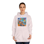 College Hoodie — 'Decked Out' Coastal Surf Graphic Pullover