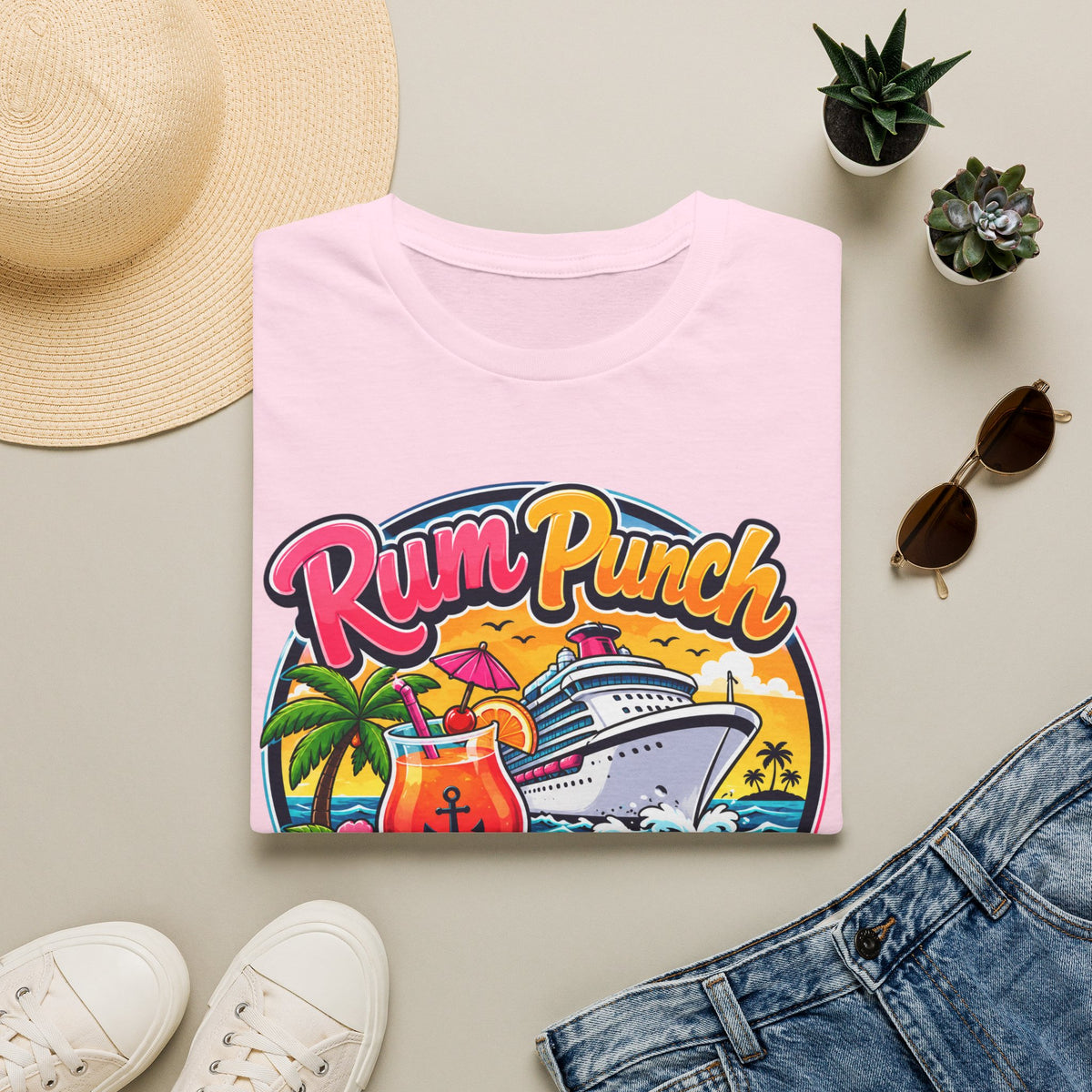 Rum Punch Cruise T-Shirt | Tropical Cocktail Boat Graphic Tee