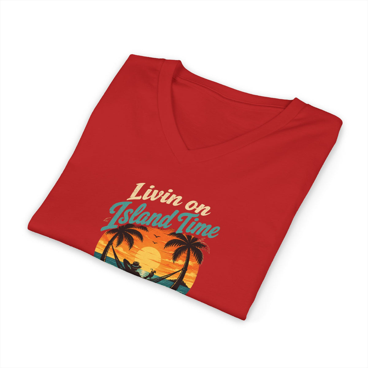 Island Time V-Neck Tee — "I’m on Island Time the Next 7 Days" Tropical Vacation Shirt