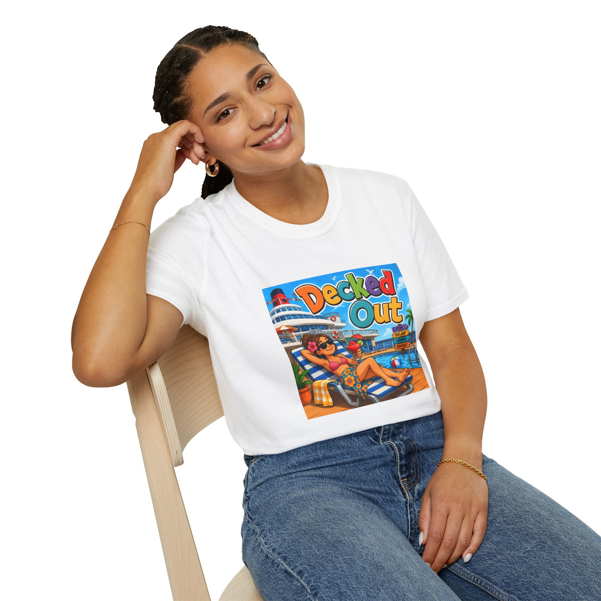 Decked Out Cruise Tee — Tropical Vacation Graphic T-Shirt