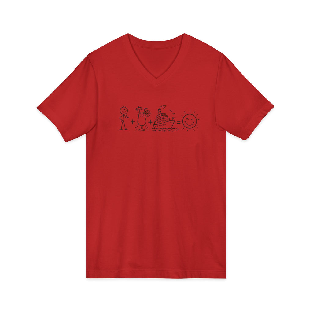 Beach Stick Figure V-Neck Tee — Summer Vacation, Sun & Sand Graphic Shirt