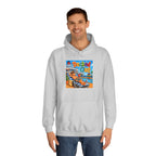 College Hoodie — 'Decked Out' Coastal Surf Graphic Pullover