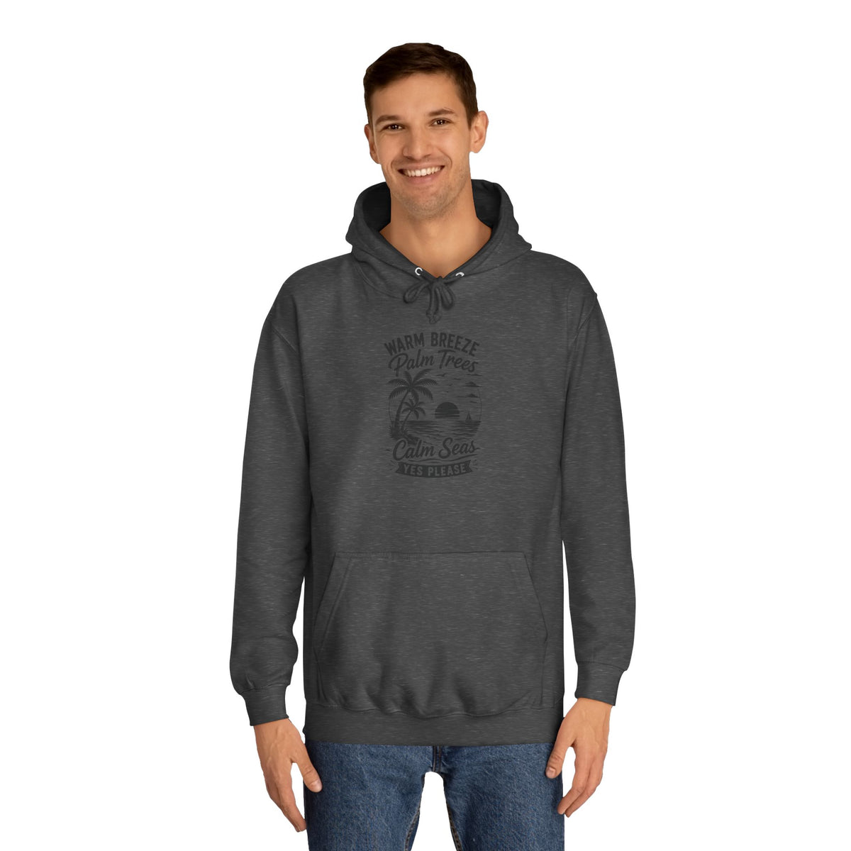 Beach Palm Hoodie - "Warm Breezes, Palm Trees, Calm Seas" Casual Pullover