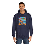 College Hoodie — 'Decked Out' Coastal Surf Graphic Pullover