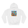 College Hoodie — 'Decked Out' Coastal Surf Graphic Pullover